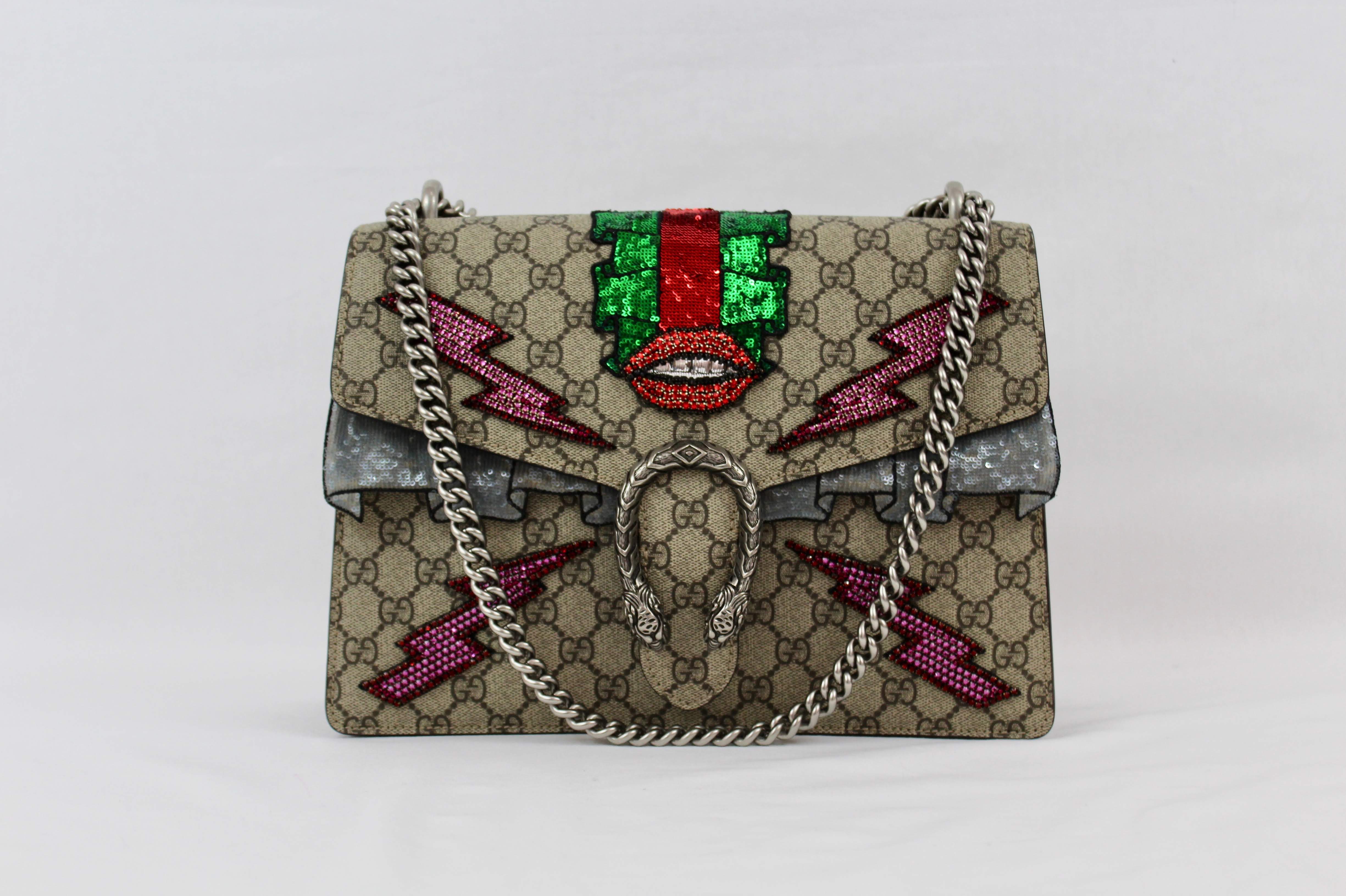 Gucci Dionysus Medium GG Supreme Embroidered Sequin Shoulder Bag